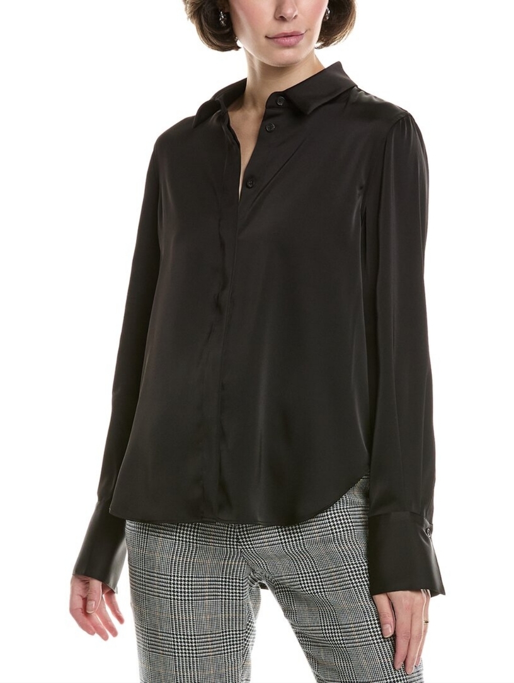 NWOT Rag & Bone Black Satin Button-Down Darla Blouse MEDIUM